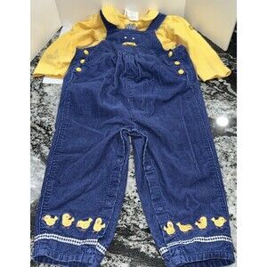 Vintage 90's Buster Brown Size 24M Farm Corduroy Overalls Set Baby Chick Rare